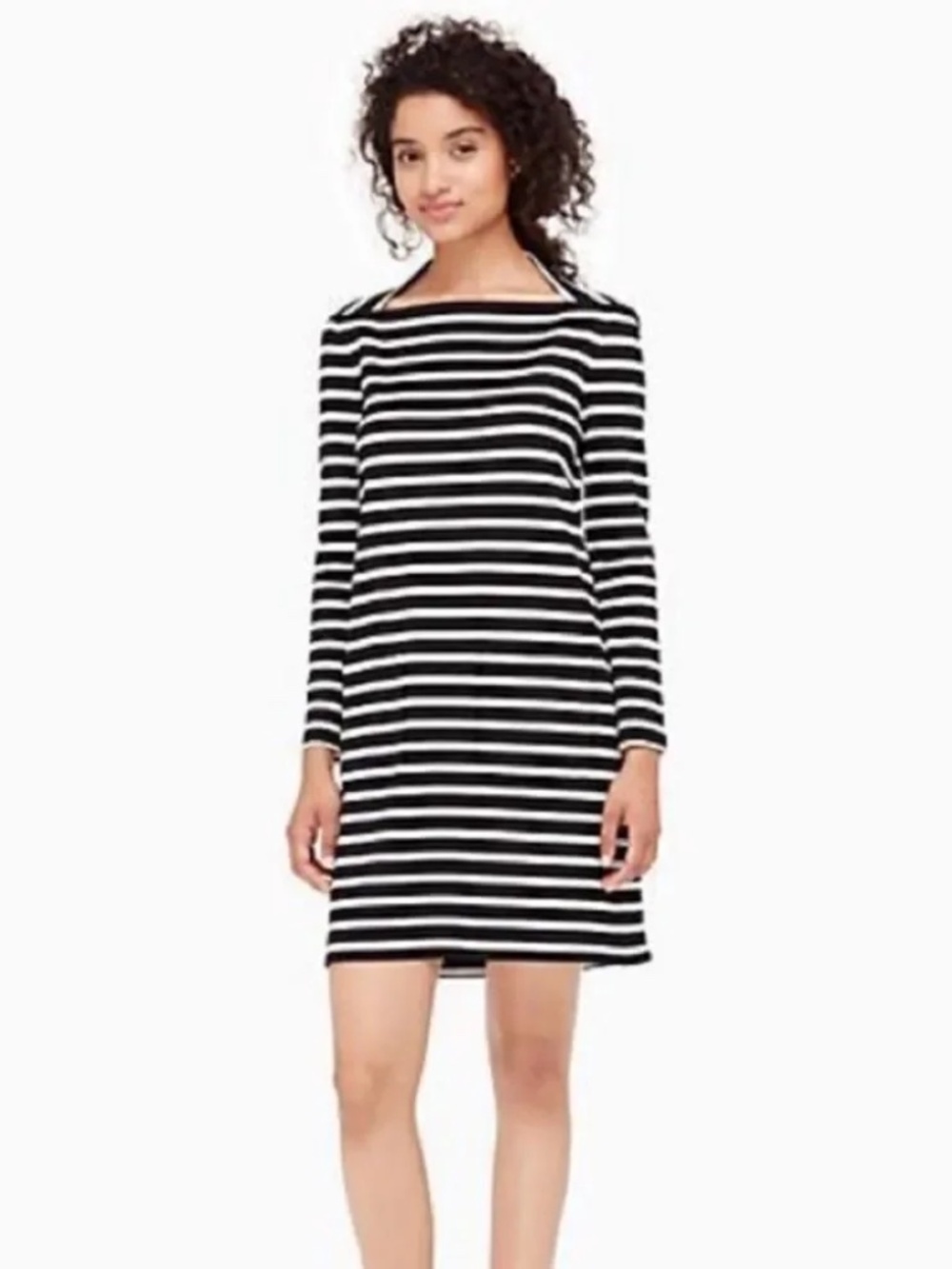 Kate Spade Everyday Stripe Patch Pocket Shift Dress In Cream & Black Size Small